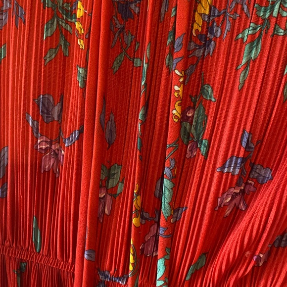 Vintage PCF Petites Red Pleated Long Sleeve Floral Sundress size 6 - Picture 6 of 8